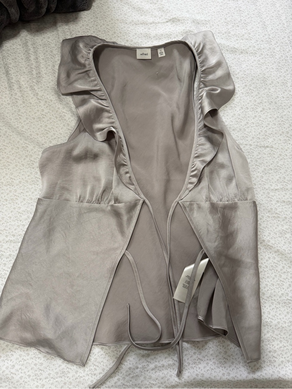 Wilfred Grey Satin tie up top